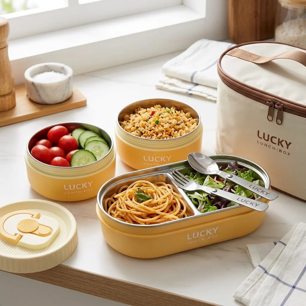 Food Storage With Dividers - Set Kotak Bekal Bento Baja Tahan