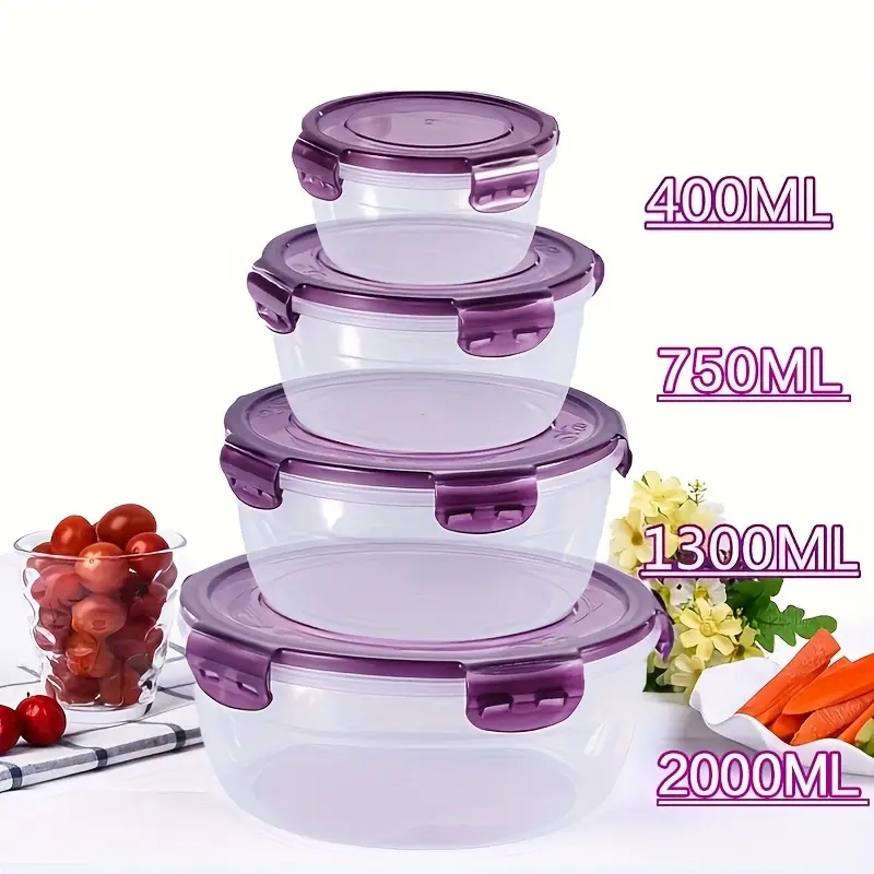 Food Storage Meals - 4 Wadah Penyimpanan Makanan Plastik, Kotak