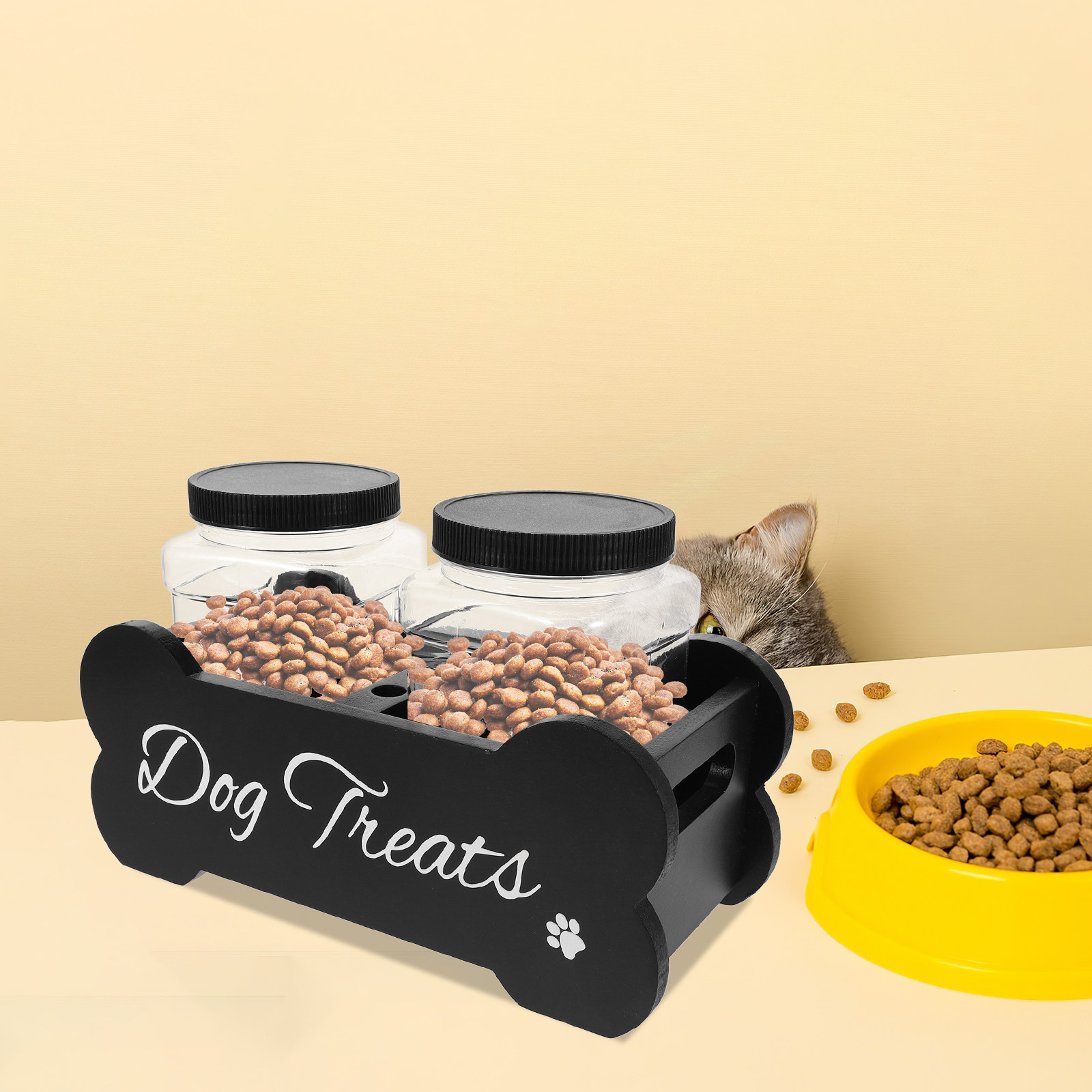 Wadah Camilan Anjing dari Kayu - Food Storage With Dividers ulasan dan harga